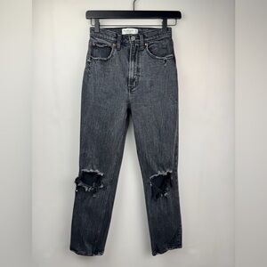 Abercrombie & Fitch Women’s Curve Love Ankle Straight Ultra High Rise Black 25 R